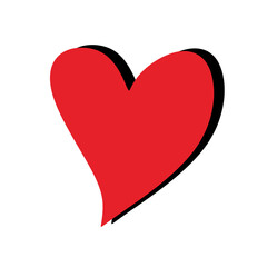 Red Heart with Black Shadow Shape Element