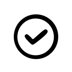Simple Line Drawing Circle Check Mark Symbol Sign Icon Graphic