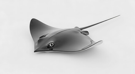 Ray Floating in White Environment Underwater Creature