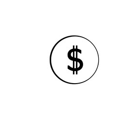 Obraz premium Dollar Coin Icon: A simple, bold line art illustration of a dollar sign ($) encircled, perfect for financial and monetary concepts.