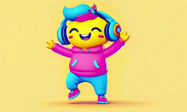 Funny cartoon dancing, music, party vibes.