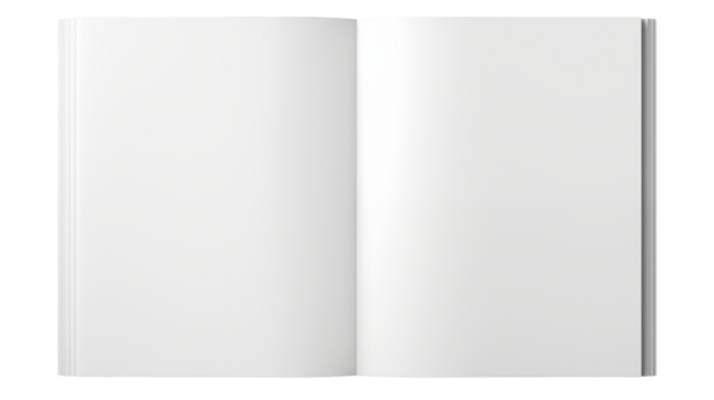 Open Blank Book Pages Mockup for Design Presentation Isolated on transparent background