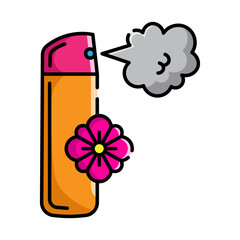 Made in UK Orange and pink spray bottle with a flower vector icon