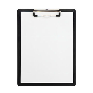 A clipboard with a white paper on it, isolated on white or transparent background. PNG