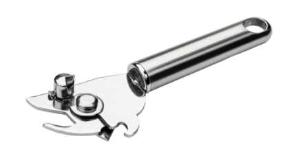 Sleek Stainless Steel Can and Bottle Opener Tool.