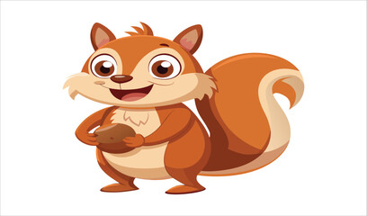 Adorable cartoon squirrel holding an acorn