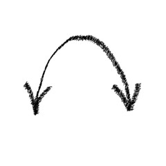 Grunge arrow hand drawn vector. Art grunge arrow isolated on white background. Arrow mark icon, arrow paint.