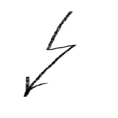 Grunge arrow hand drawn vector. Art grunge arrow isolated on white background. Arrow mark icon, arrow paint.