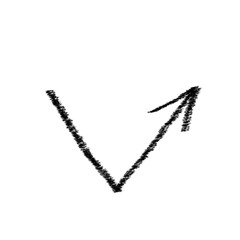 Grunge arrow hand drawn vector. Art grunge arrow isolated on white background. Arrow mark icon, arrow paint.