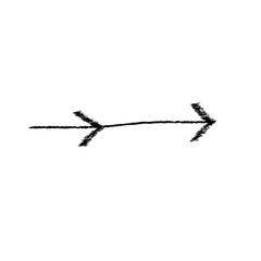 Grunge arrow hand drawn vector. Art grunge arrow isolated on white background. Arrow mark icon, arrow paint.