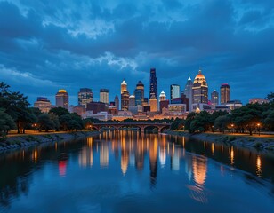 Austin Skyline Reflecting on Colorado River