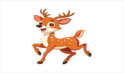 Fototapeta premium Cute cartoon fawn deer leaping joyfully