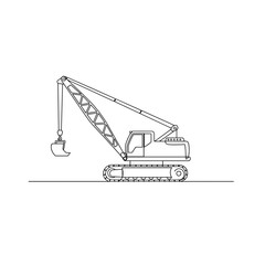 Crawler crane icon in minimalist vector style, construction equipment for lifting