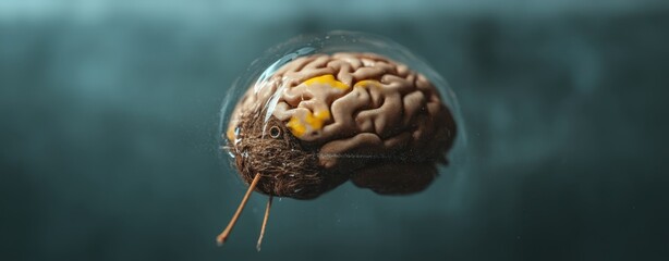 Abstract representation of a floating brain.