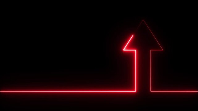Red neon arrow business graph animation. business growth concept motion. Arrow loop 4k video.