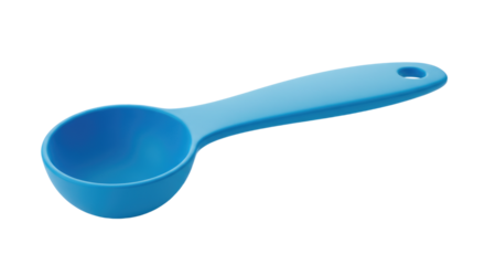 Vibrant Blue Measuring Spoon with Smooth Curves.