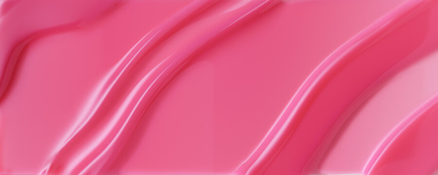 Macro texture of pink nail polish or lip gloss. A beautiful, creamy smear of a cosmetic product swatch. Beauty industry backgrounds, makeup advertising, and luxurious cosmetic concepts 3d rendering