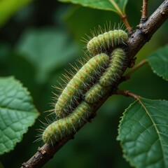 Fototapeta premium Fruit Ermine Moth Caterpillars Infesting Tree Branch