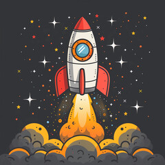 cartoon rocket in space