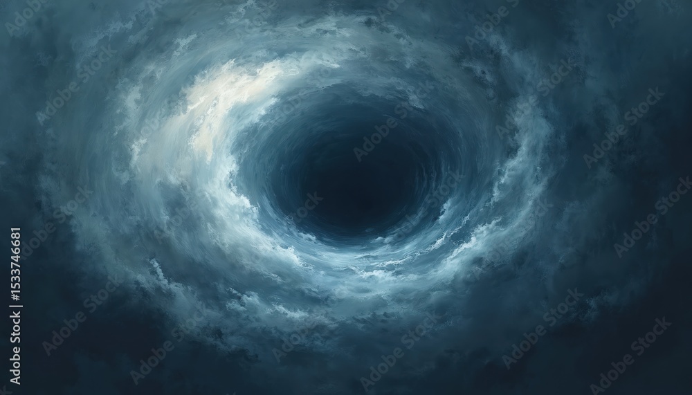 Poster swirling vortex of dark clouds. symbolic representation power intensity nature elements. abstract ba