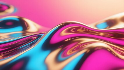 Neon Abstract Waves – Futuristic Liquid Texture in 3D

