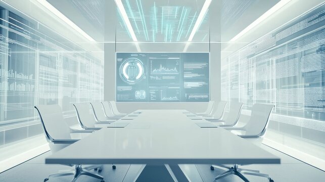 Futuristic Conference Room, Modern Tech Meeting Space