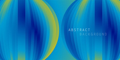 Design of an two abstract spheres made of flowing blue and yellow gradient stripes. The smooth, curved lines create a dynamic, modern design template with vibrant contrast and elegant motion.