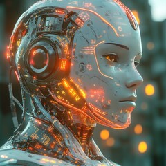 Cybernetic Female Portrait, Glimpse into Futuristic AI