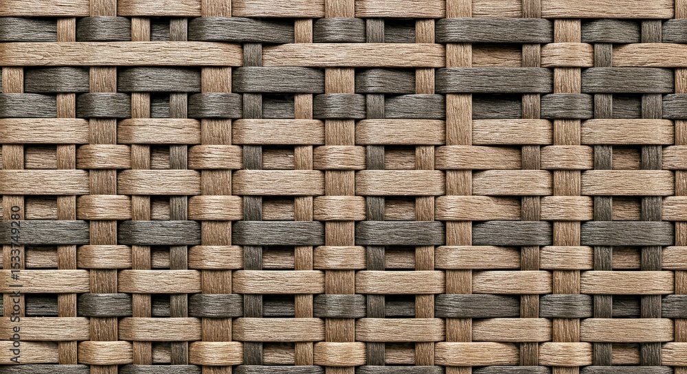 Poster pattern detail of symmetrical interlocking fibers in basket weave textile