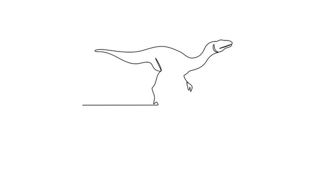 Animated self drawing of Nyasasaurus animal video design illustration. Family Dinosaur themes in simple linear style video design concept. Dinosaur for your asset design and educational purpose.