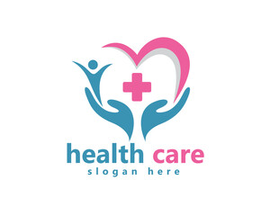 laboratory, pharmacy, medical logo, hand care icon with love and health icon, logo design inspiration
