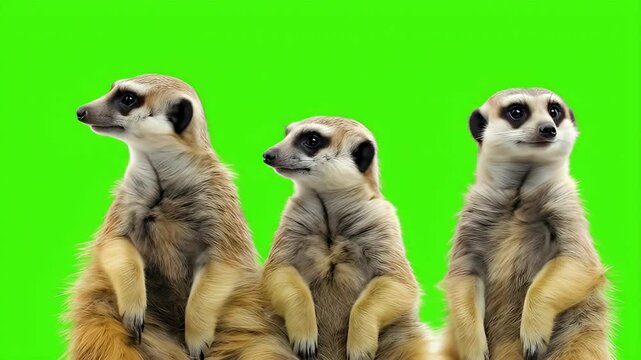 Meerkat green screen zoom close-up cute expressive isolated animal