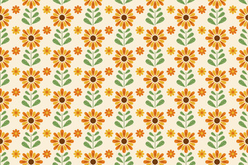 Orange Flowers Seamless Pattern