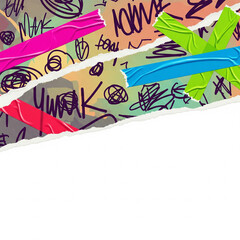 Colorful Graffiti Collage with Torn Paper Layers