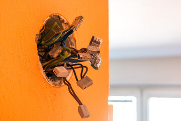 Apartment ronovation. New cables in the wall