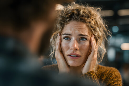 Upset woman crying, seeing her boyfriend with other girl