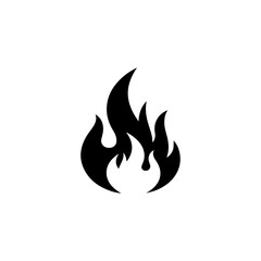 Minimalist black silhouette of a flame on a white background. Stylized and clean fire shape with smooth curves and pointed tips, ideal for icons, logos, tattoos, or decorative elements. Easy-to-trace 