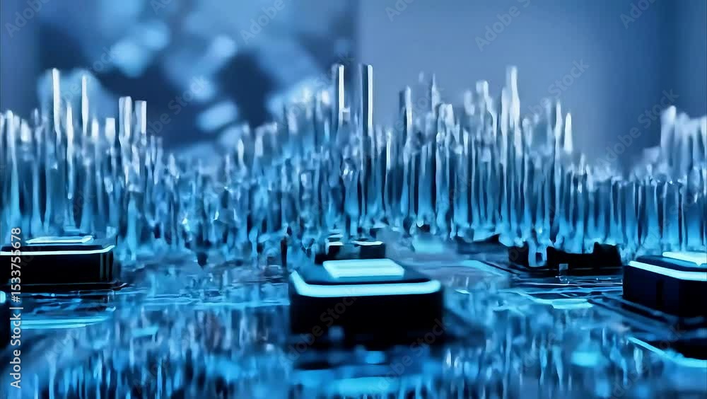 Poster abstract circuit board technology, a futuristic digital world. the circuit board has a complex netwo