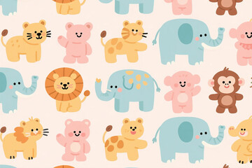 seamless baby nursery pattern with animal