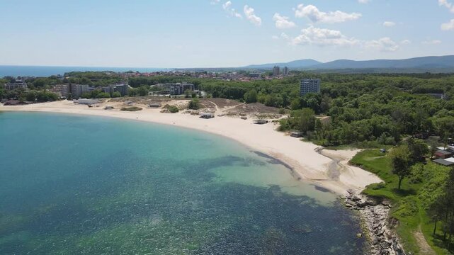 Aerial view of Black Sea Coast near Atliman Beach and Kiten, Burgas Region, Bulgaria 
