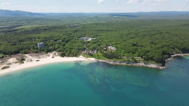 Aerial view of Black Sea Coast near Atliman Beach and Kiten, Burgas Region, Bulgaria 