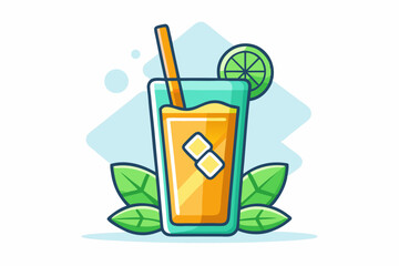 tropical juice straw mint icon