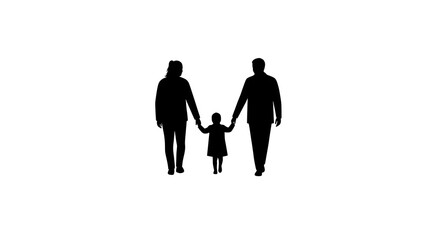 Black silhouette of a family holding hands