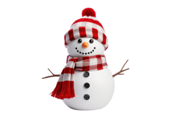 christmas winter snowman isolated on white or transparent png