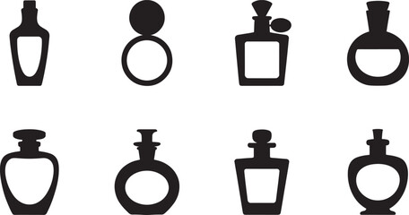 Elegant perfume bottles silhouettes collection representing scent luxury fragrance and aromatherapy