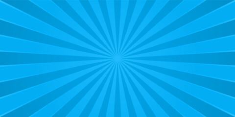Bright blue rays background with 16:9 aspect ratio. Comics, pop art style. Vector, eps 10.