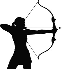 Archery Shooting Silhouette Design, Transparent Background.