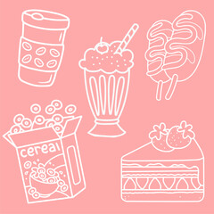 Bakery pattern set,seamless pattern  ,design of bakery-related items like bread, pastries, or baking tools 