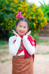 Native or Tribe  people, A young girl from the north east  region of Thailand