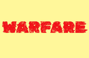 Word text Warfare isolated on yellow background. Banner.